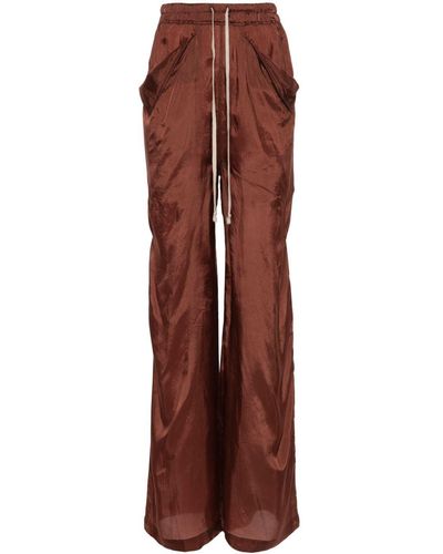 Rick Owens Satin Straight Trousers - Brown