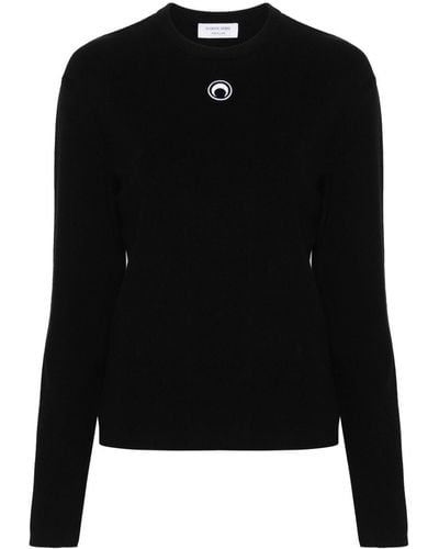 Marine Serre Crescent Moon-embroidered Sweater - Black