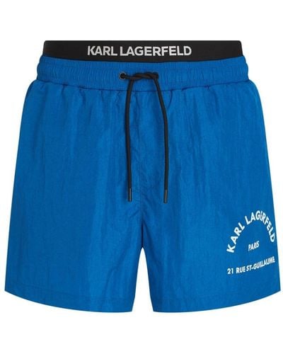 Karl Lagerfeld Badeshorts mit Adressen-Print - Blau