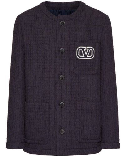 Valentino Garavani Vlogo Signature Tweed Jacket - Blue