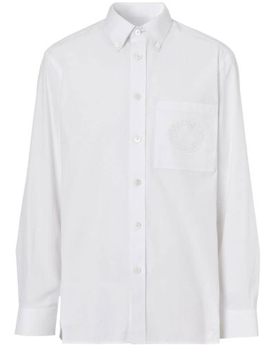 Burberry Overhemd Met Geborduurd Logo - Wit