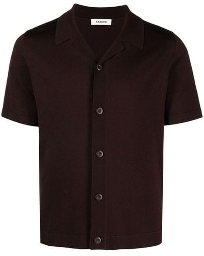 Sandro Camp-collar Knitted Polo Shirt - Black
