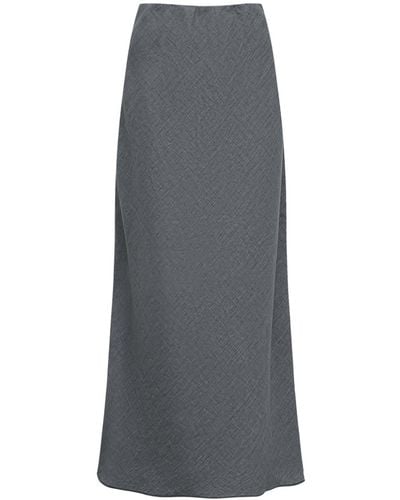 12 STOREEZ A-line Linen Skirt - Grey