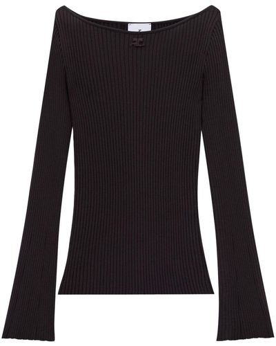 Courreges Boat-neck Ribbed Sweater - Black