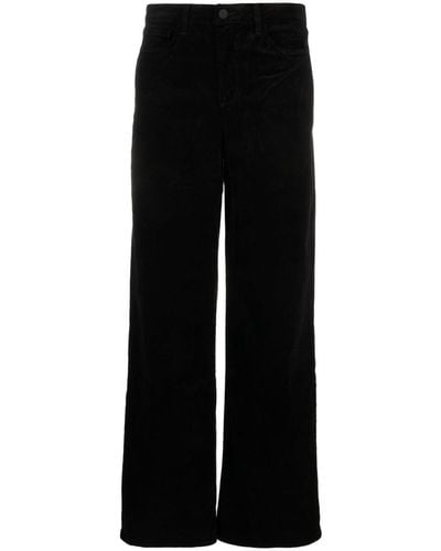 L'Agence Maghra Mid-rise Wide-leg Velvet Trousers - Black
