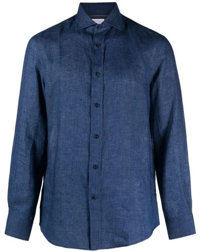 Brunello Cucinelli Buttoned-up Linen Shirt - Blue