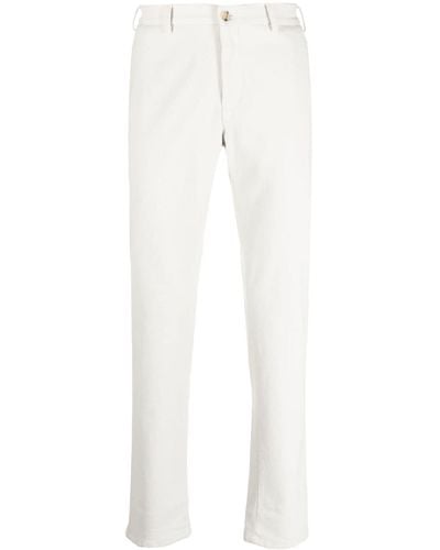 Canali Slim Cut Cotton Chino Trousers - White