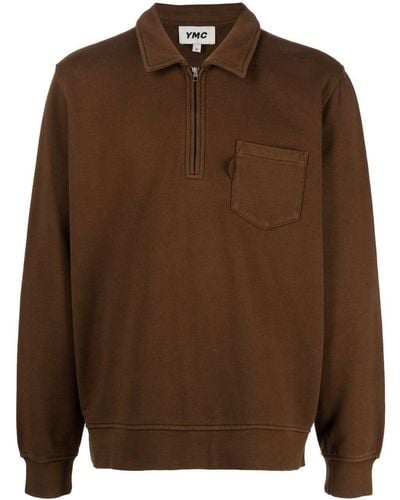 YMC Sudden Long-sleeve Sweatshirt - Brown