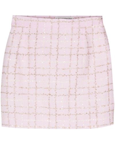 Alessandra Rich Sequin-embellished Tweed Mini Skirt - Pink