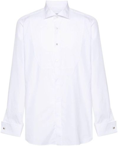 Lardini Pleated-panel Cotton Shirt - White