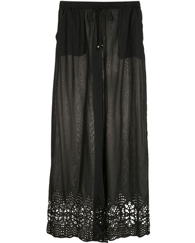 Amir Slama Broderie-anglaise Palazzo Trousers - Black