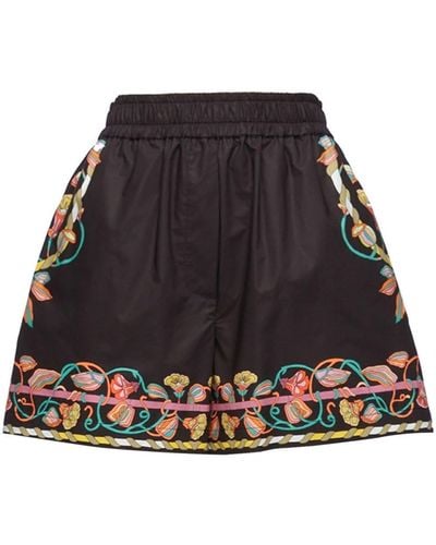La DoubleJ Floral Silhouette Printed Shorts - Black