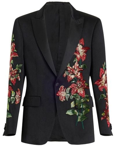 Etro Floral-embroidered Single-breasted Blazer - Black