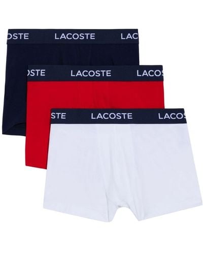 Lacoste Logo-print Cotton Boxers (set Of Three) - Red