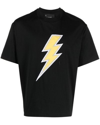 Neil Barrett T-shirt con ricamo Thunderbolt - Nero
