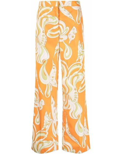 Emilio Pucci Graphic-print Wide-leg Trousers - Orange