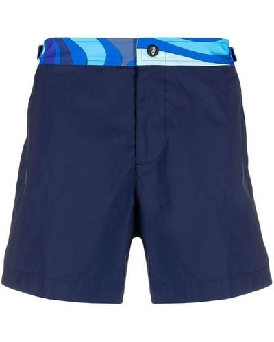 Emilio Pucci Marmo-print Swim Shorts - Blue