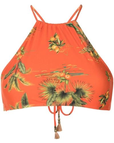 Lygia & Nanny Bikinitop Met Botanische Print - Oranje
