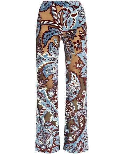 Etro Floral Patterned Trousers - ブルー