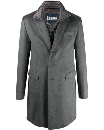 Herno Single-breasted Layered Coat - Gray