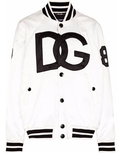 Dolce & Gabbana Dg Satin Varsity Jacket - White