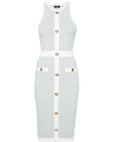 Elisabetta Franchi Monogram-Jacquard Midi Dress - White