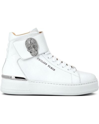 Philipp Plein Crystal-skull High-top Sneakers - White