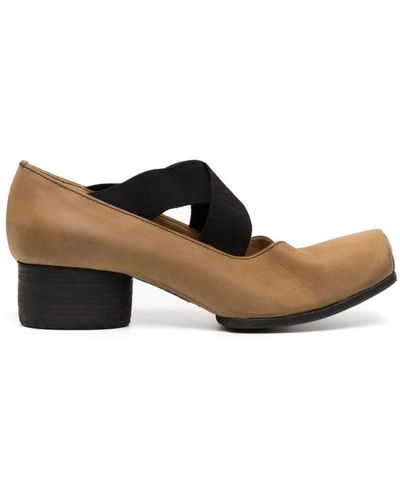 Uma Wang 40mm Square-toe Leather Ballerina Shoes - Brown