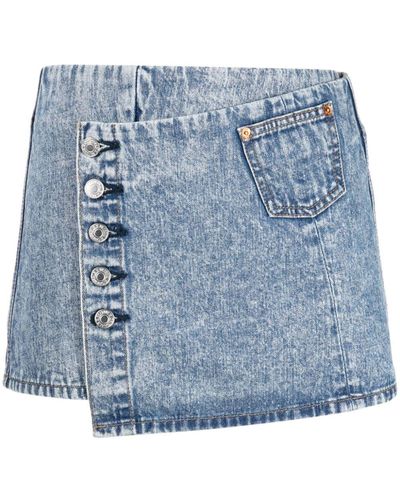 RE/DONE Low-rise Acid-washed Skirt - Blue