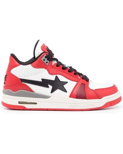 A Bathing Ape Clutch Sta #1 Leather Sneakers - Red