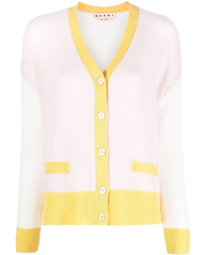 Marni Contrasting-trim Knit Cardigan - Yellow