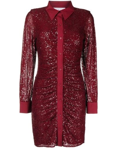 In the mood for love Sequin Button-up Dress - Red