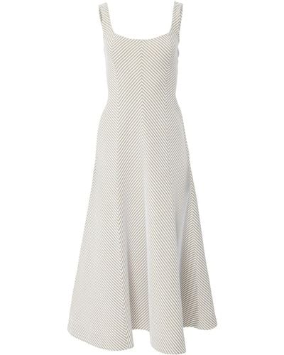 Carolina Herrera Chevron-pattern Cotton Midi Dress - White