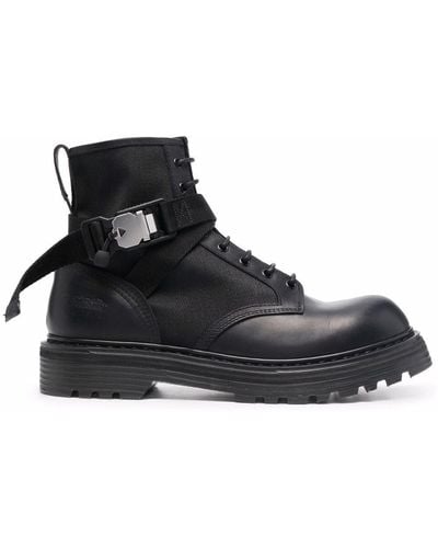 Premiata Panelled Leather Ankle Boots - Black