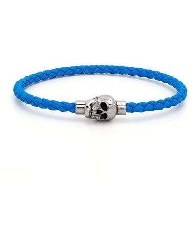Alexander McQueen Armband mit Totenkopfanhänger - Blau
