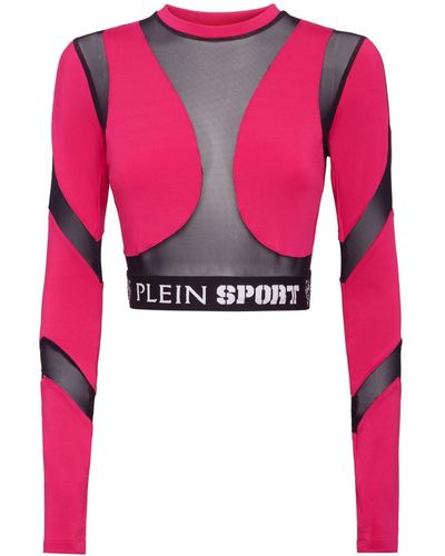 Philipp Plein Top crop con logo - Rosa