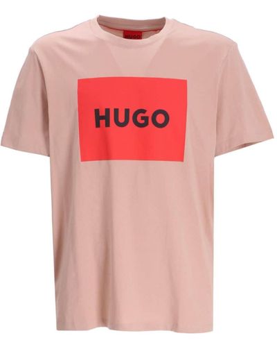 HUGO Katoenen T-shirt - Roze