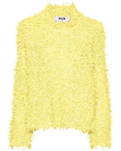 MSGM Textured-finish Asymmetric Sweater - Yellow
