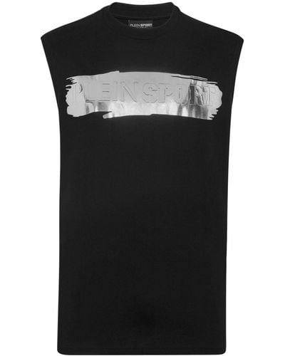 Philipp Plein Brushstroke-print Cotton Tank Top - Black