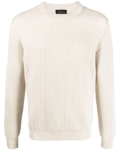 Roberto Collina Pull en laine mérinos à design nervuré - Blanc