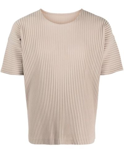 Homme Plissé Issey Miyake Pleated Long-sleeve T-shirt - Natural