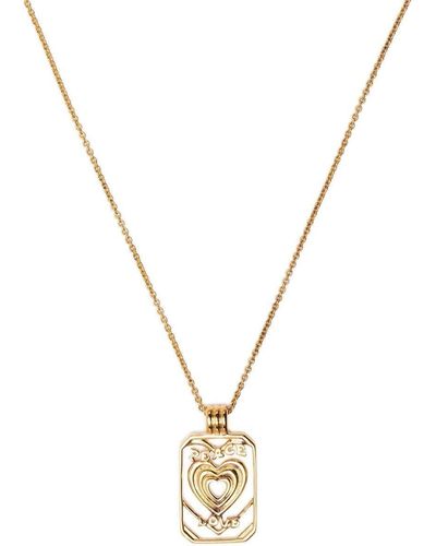Missoma Peace And Love Tag Necklace - Metallic