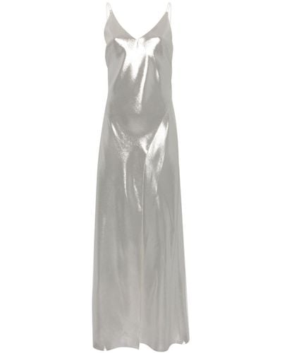 Carine Gilson Lurex-detail Silk Slip Dress - White