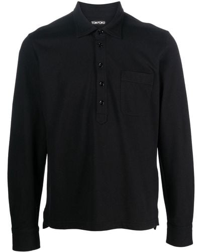Tom Ford Button-front Long-sleeved Polo Shirt - Black