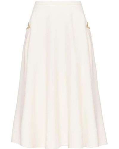 Valentino Garavani Wool-silk Midi Skirt - White