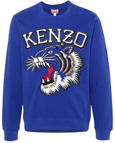 KENZO Tiger-appliqué Sweatshirt - Blue