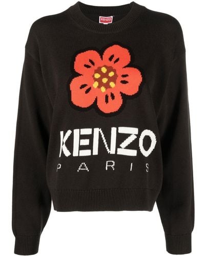KENZO Pull à motif Boke Flower en intarsia - Noir