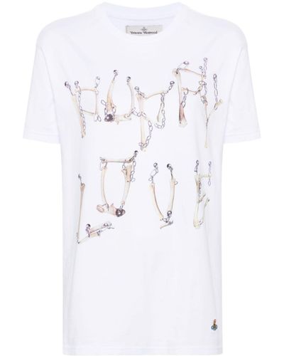Vivienne Westwood Camiseta Bones 'n Chain - Blanco