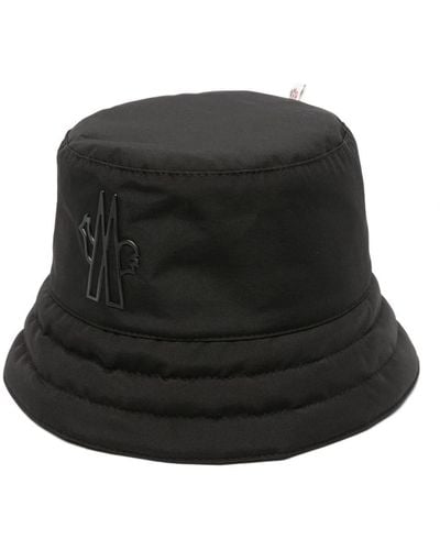 3 MONCLER GRENOBLE Sombrero de pescador con parche del logo - Negro