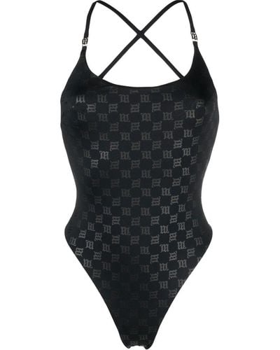 MISBHV Monogram-pattern One-piece Swimsuit - Black